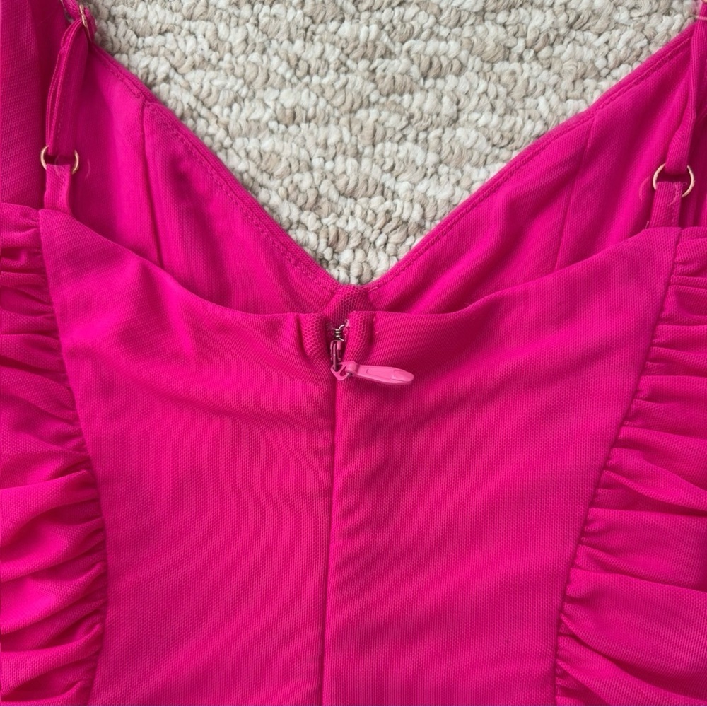 American Threads Hot Pink Ruched Mini Dress - Picture 7 of 10